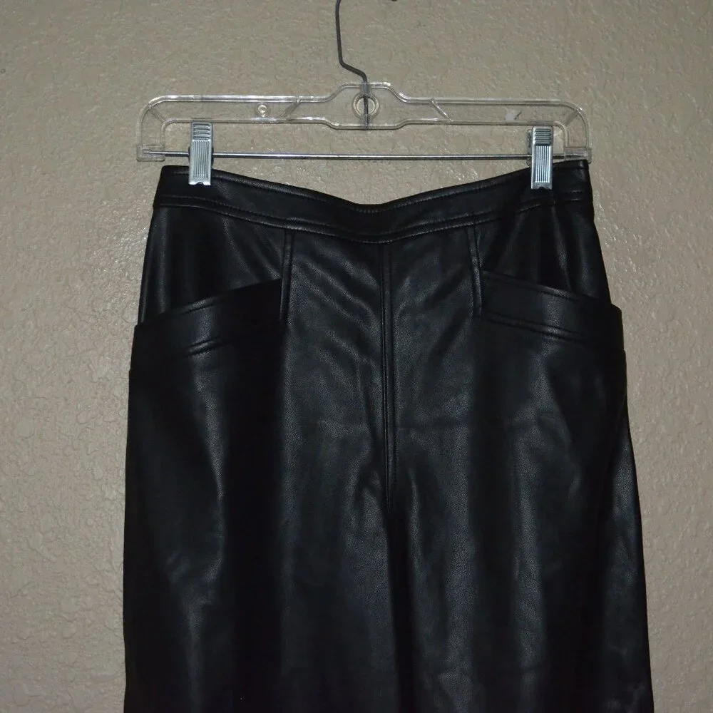 NWT $376  Sz M Raquel Allegra Black Faux Vegan Leather Lynn Pants